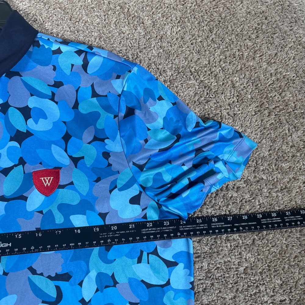 Redvanly Mens XL Blue Abstract Floral Golf Polo Shirt Short Sleeve‎ Stretch - Picture 4 of 9